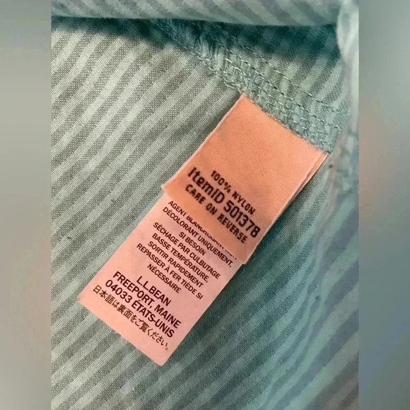 L.L. Bean Women’s Turquoise Plaid Nylon Button Down with Striped InteriorSize M - Picture 3 of 12